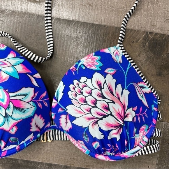 NWOT Shade & Shore Multicolored Floral Bikini Top 34D - Picture 3 of 9